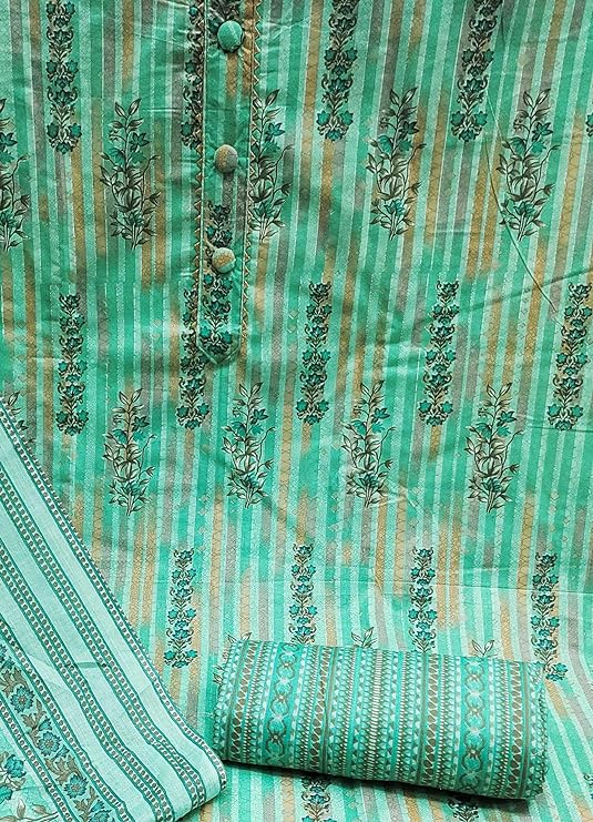 Zooara Sea Green Color Cotton Function And Wedding Dress Matrials With Bottom And Dupatta