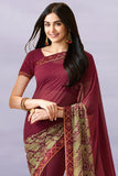 Vsaree Maroon Georette Designer Saree And Printed Work Printed Rich Pallu With Blouse For Women