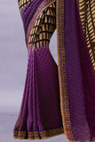 Vsaree Purple Georette Designer Saree And Printed Work Printed Rich Pallu With Blouse For Women