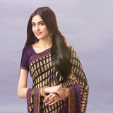 Vsaree Purple Georette Designer Saree And Printed Work Printed Rich Pallu With Blouse For Women