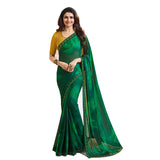 Vsaree Green Silk Stone Work And Contrast Rich Pallu With Banglory Blouse Piece For Women