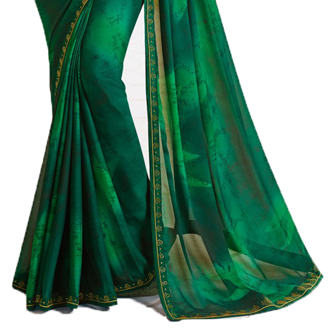 Vsaree Green Silk Stone Work And Contrast Rich Pallu With Banglory Blouse Piece For Women