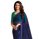 Vsaree Navy Blue Georette Designer And Stone Work Saree  With Blouse For Women