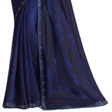 Vsaree Navy Blue Georette Designer And Stone Work Saree  With Blouse For Women