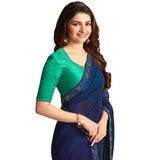 Vsaree Navy Blue Georette Designer And Stone Work Saree  With Blouse For Women