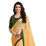 Vsaree Yellow Silk Stone Work And Contrast Rich Pallu With Banglory Blouse Piece For Women