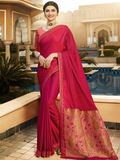 Vsaree Red Banglori Plain Saree And Designer Border And Rich Pallu With Blouse