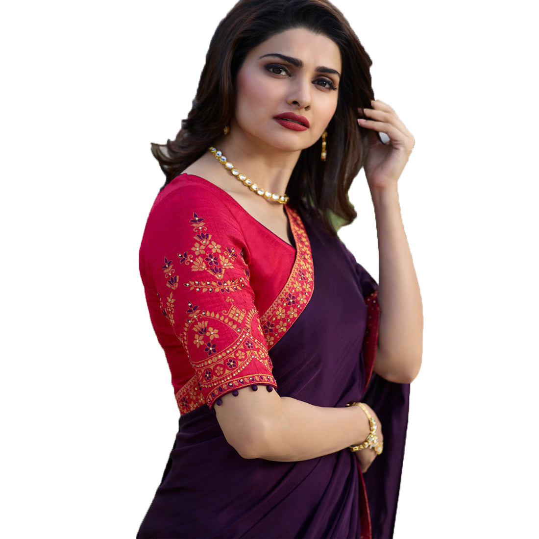 Vsaree Purple Banglori Plain Saree And Designer Border And Rich Pallu With Blouse