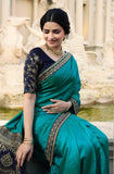 Vsaree Royal Blue Banglori Plain Saree And Designer Border And Rich Pallu With Blouse