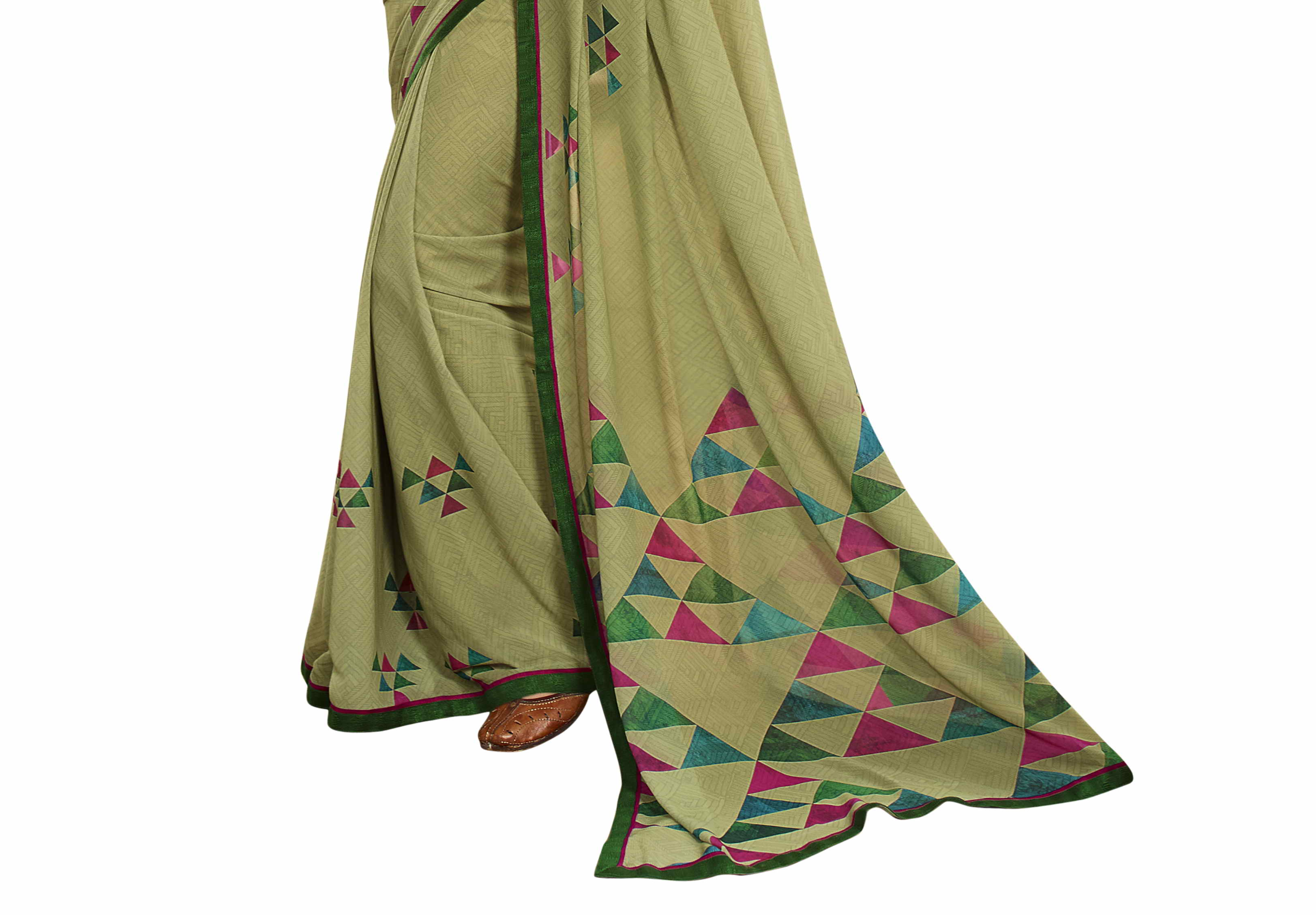 Vsaree Mehendi Georgette Printed Saree And Designer Border With Georgette Bouse For Women