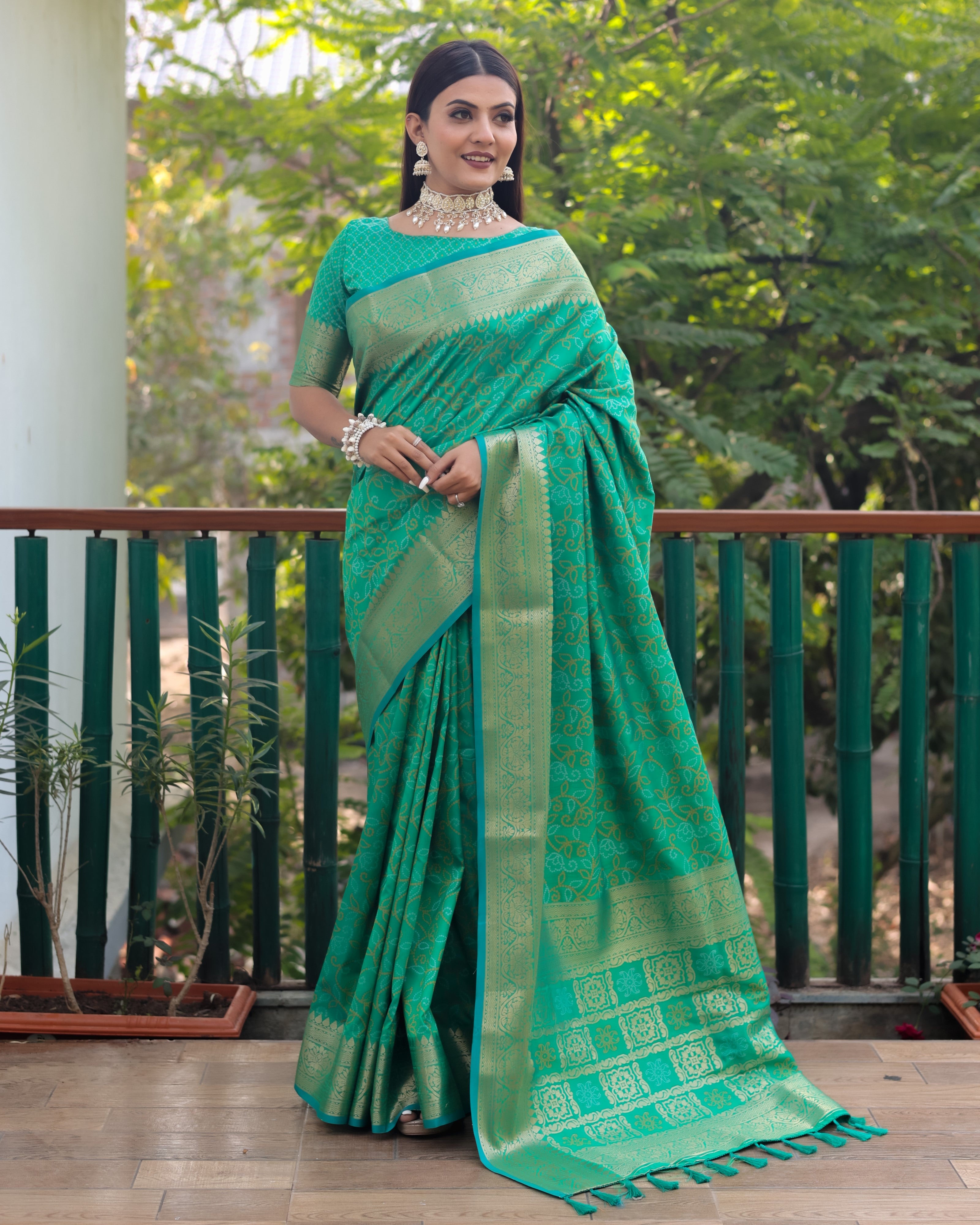 VSaree Multi Color Bandhej Patola Silk Saree For Woman Party Wear And Festival Saree