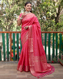 Vsaree Multi Color Bandhej Patola Silk Saree Kanchi Borders And Contrast Zari Weaving Borders VSaree For Woman