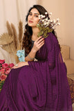 Vsaree Purple Satin Chiffon Stone Work Saree With Stone Work Satin Chiffon Blouse For Women