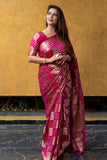 Indian Bandhej Silk Saree Wedding Party Clothing Trending Vsaree For Woman