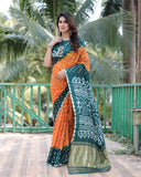 Vsaree Designer Banarasi-Bandhani Silk Saree Pure Zari Border With Rich Pallu Saree