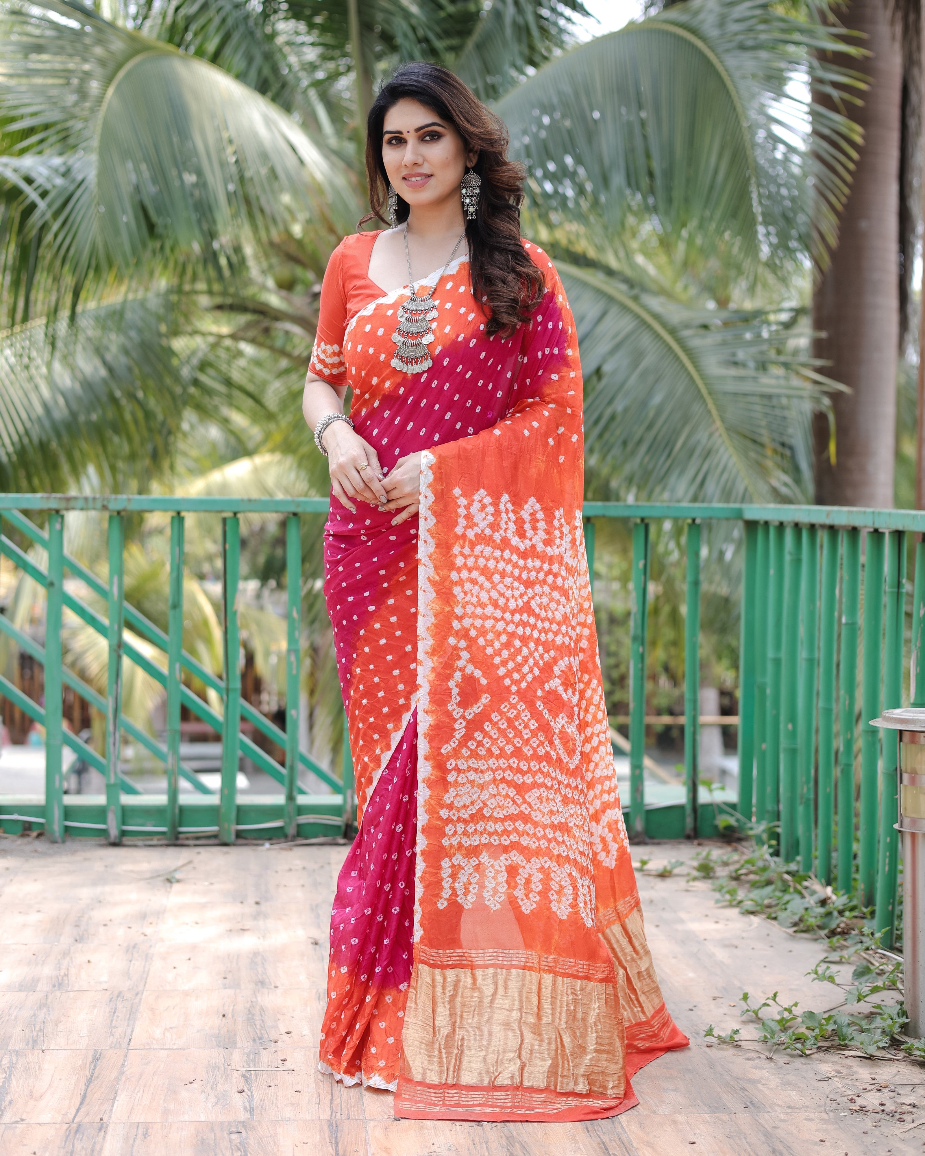 Vsaree Designer Banarasi-Bandhani Silk Saree Pure Zari Border With Rich Pallu Saree