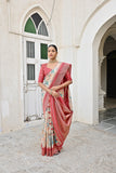 Vsaree Firosi Tussar Silk Designer Saree With zari woven Bomkai Temple Border and contrast zari pallu And Blouse