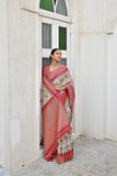 Vsaree Pista Tussar Silk Designer Saree With zari woven Bomkai Temple Border and contrast zari pallu And Blouse