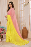 Vsaree Pink Ruffal Georgette Fancy Saree And Ruffal Border With Heavy Rich Pallu With Blouse