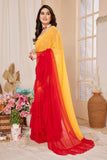 Vsaree Orange Ruffal Georgette Fancy Saree And Ruffal Border With Heavy Rich Pallu With Blouse