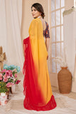 Vsaree Orange Ruffal Georgette Fancy Saree And Ruffal Border With Heavy Rich Pallu With Blouse