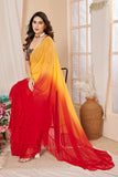 Vsaree Orange Ruffal Georgette Fancy Saree And Ruffal Border With Heavy Rich Pallu With Blouse