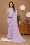 Vsaree Lavender Banglori  Plain Saree And Mirror Less Border With Banglory Blouse And Pallu