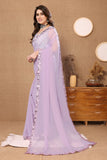 Vsaree Lavender Banglori  Plain Saree And Mirror Less Border With Banglory Blouse And Pallu