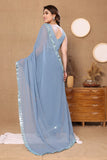 Vsaree Light Blue Banglori  Plain Saree And Mirror Less Border With Banglory Blouse And Pallu