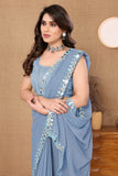 Vsaree Light Blue Banglori  Plain Saree And Mirror Less Border With Banglory Blouse And Pallu