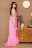 Vsaree Light Pink Banglori  Plain Saree And Mirror Less Border With Banglory Blouse And Pallu