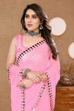 Vsaree Light Pink Banglori  Plain Saree And Mirror Less Border With Banglory Blouse And Pallu