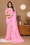 Vsaree Light Pink Banglori  Plain Saree And Mirror Less Border With Banglory Blouse And Pallu