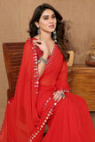 Vsaree Red Banglori  Plain Saree And Mirror Less Border With Banglory Blouse And Pallu