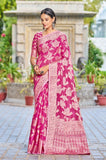 Vsaree Pink Linen Cotton Saree Zari Weaving Border And Fancy Pallu With Blouse