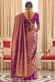 Vsaree Designer Golden  Zari Weaving Purple Color Banarasi Silk Saree With Heavy Blouse