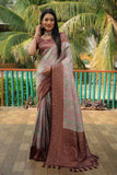 Vsaree Peacock Design Copper Zari Weaving Kanjivaram Silk Saree With Attrective Blouse And Rich Pallu