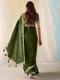 Vsaree Green Banglori Printed Pallu And Designer Border Saree With Banglori Blouse For Women