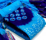 Zooara Sky Blue Color Cotton Embroidery White Thread Dress Matrials With Bottom And Dupatta