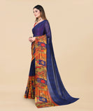 Vsaree Blue Georette Designer And Printed Work Saree With Georette Blouse For Women