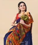 Vsaree Blue Georette Designer And Printed Work Saree With Georette Blouse For Women