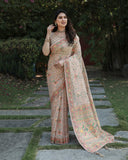 Designer Hathi Gotti Golden Zari Weaving Pashmina Silk Saree Having Rich Pallu