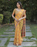 Designer Hathi Gotti Golden Zari Weaving Pashmina Silk Saree Having Rich Pallu