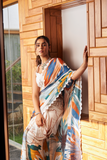 Vsaree White Bright Moss Printed Work And Contras Border Saree With Banglory Blouse And Rich Pallu