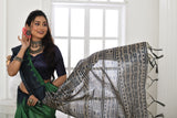 Vsaree Green Tussar Silk Designer Saree With zari woven Bomkai Temple Border and contrast zari pallu And Blouse