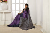 Vsaree Purple Tussar Silk Designer Saree With zari woven Bomkai Temple Border and contrast zari pallu And Blouse