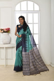 Vsaree Sky Blue Tussar Silk Designer Saree With zari woven Bomkai Temple Border and contrast zari pallu And Blouse