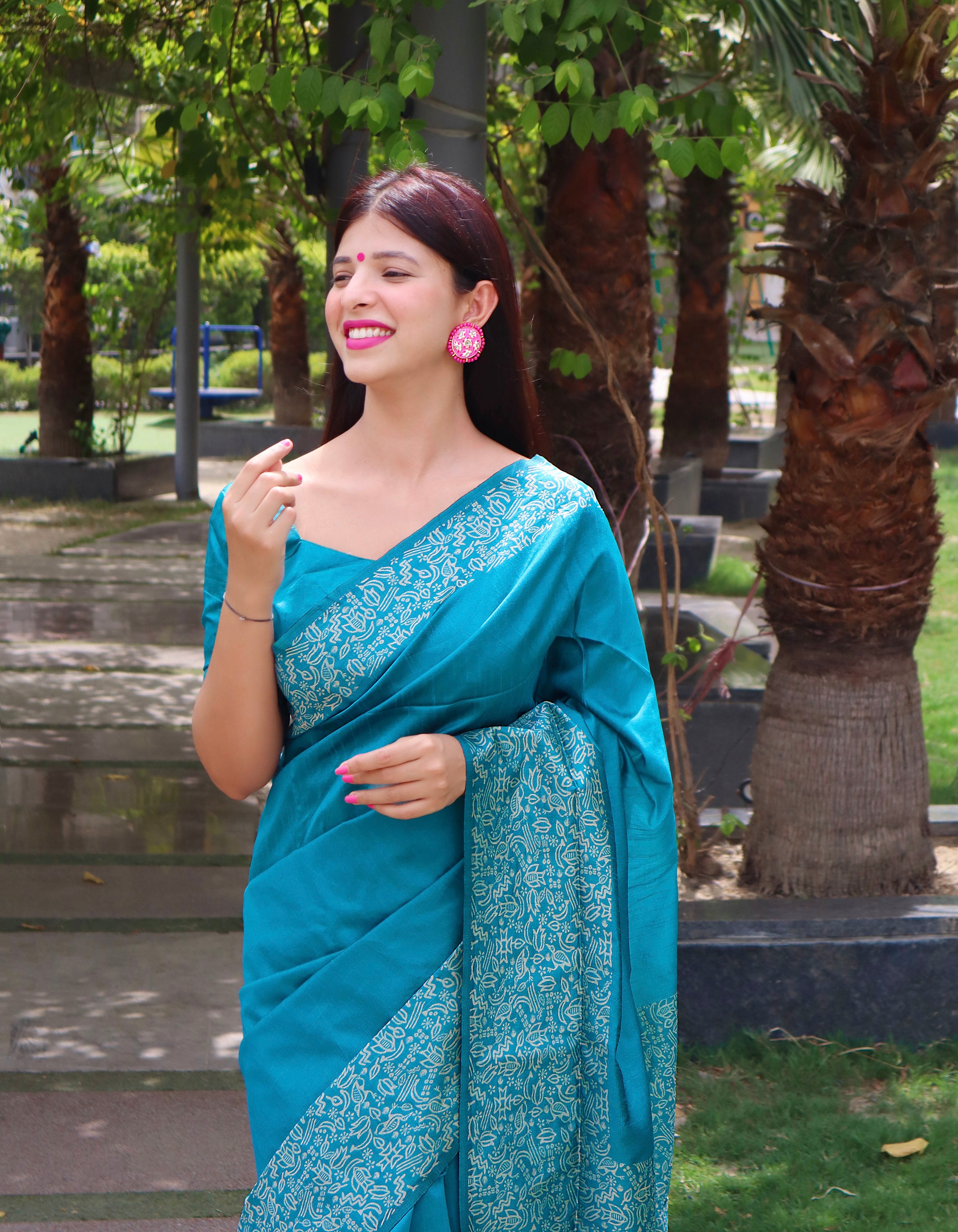 Vsaree Sky Blue Raw Silk Designer Saree With zari woven Bomkai Temple Border and contrast zari pallu And Blouse