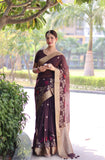 Vsaree  Brown Silk Saree With traditional Jamdani type weaving border And Blouse