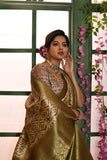 Vsaree Green Soft Silk all over zari woven pattern With classic zari woven pallu And Blouse